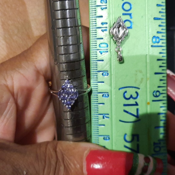 NIB AUTHENTIC 3 PC GENUINE TANZANITE CLUSTER RING 6 & NECKLACE STERLING SILVER - Picture 2 of 10